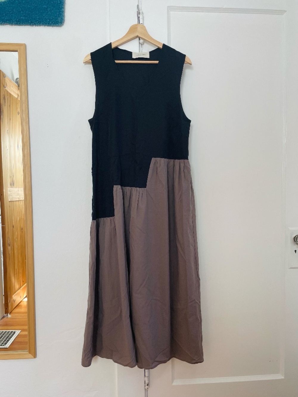 Long Mitla Dress in Black and Taupe - Correll Correll